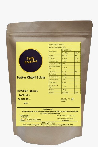 Tasty Crumbles, Butter Chakali Sticks, 200gm