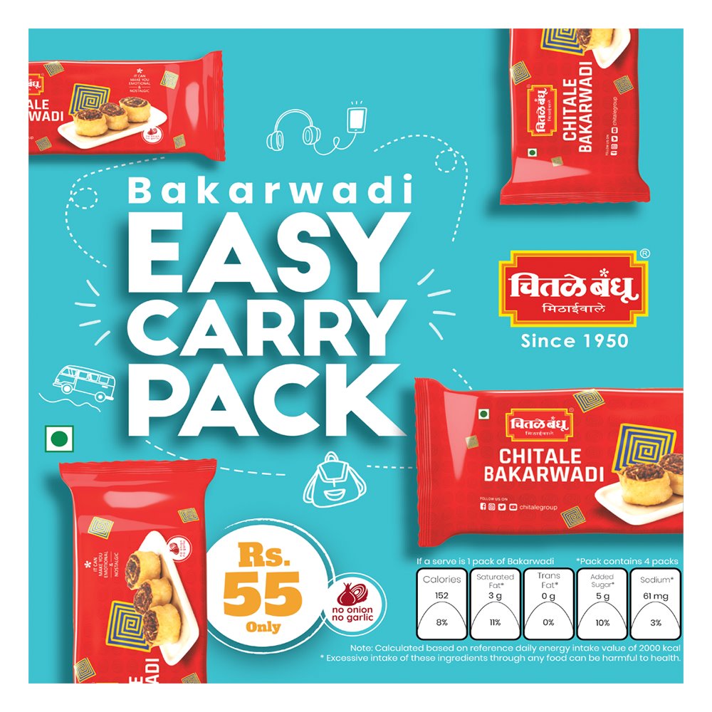 Bakarwadi Easy Carry Pack Namkeens Chitale Bandhu Mithaiwale 