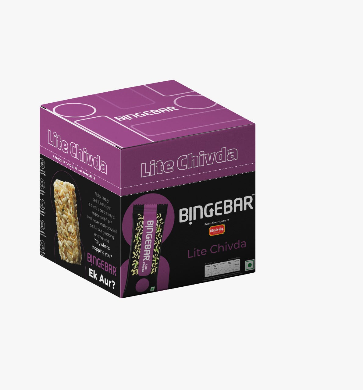 Bingebar -Lite Chivda -160g (Pack of 10 pcs ) Namkeens BingeBar